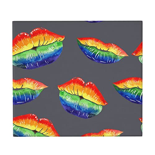 Dish Drying Mat LGBT Rainbow Lip Love Gay Lesbian Ultra Absorbent Microfiber Drying Mat Washable Drainer Pads Microfiber Dish Drying Mat 16 x 18 in