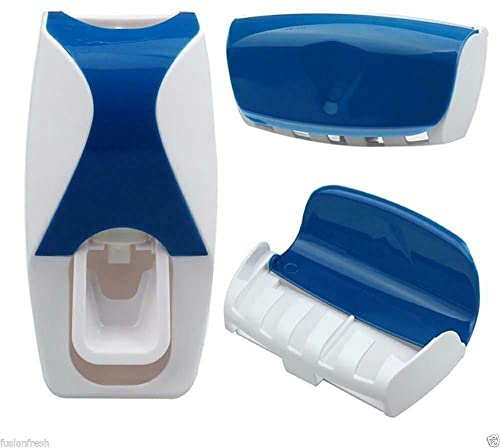 Dispensador automático de Pasta de Dientes con portacepillos . Organiza Tus cepillos de Dientes y aprovecha con el dispensador al Maximo la Pasta de Dientes. Ideal para niños y Adultos (Azul)