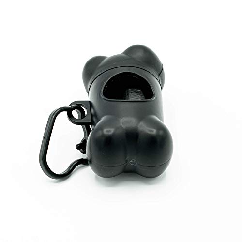 Dispensador bolsas cacas perro , Portabolsas excrementos perros , Porta bolsitas caca para mascotas con forma de hueso , Accesorios para Mascotas (Negro)