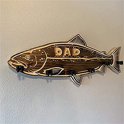 DLRBDMM Tenedor de la caña de pesca de la boca grande de madera, soporte de pesca de la pared creativa, soporte de soporte, soporte de madera de pesca con 6 vara, equipo de pesca de bricolaje - para e