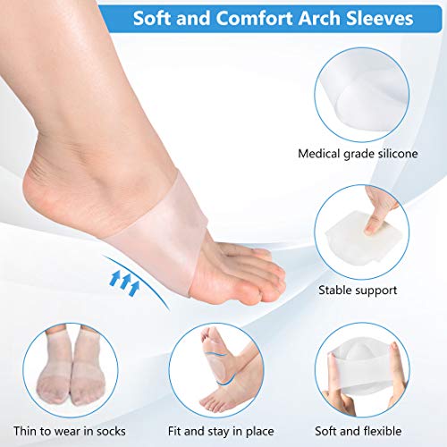 DOACT Arch Support Almohadillas de Bóveda de Gel Suave, Soporte de Bóveda Para Mujeres y Hombres, Soporte de Arco Para el Alivio Del Dolor en Los Pies Fascitis Plantar Pies Planos Arco Alto 2 Pares