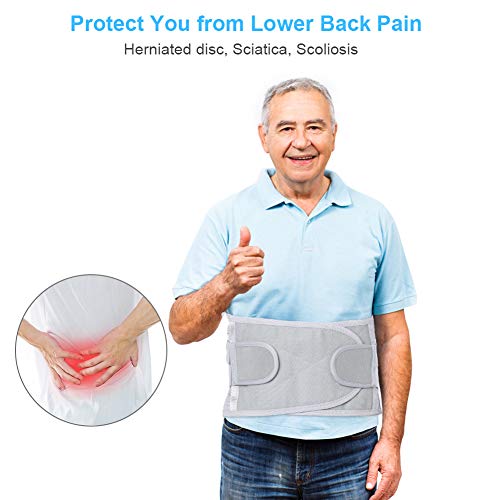 DOACT Faja Lumbar para Hombres Mujeres, Cinturón de Apoyo Lumbar con Correas de Compresión Ajustables para Alivio del Dolor en Parte Baja de Espalda L(37"-47")