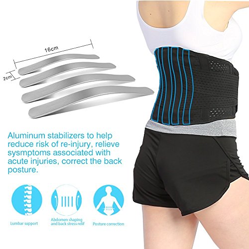 DOACT Faja Lumbar para Hombres Mujeres, Cinturón de Apoyo Lumbar con Fleje de Scero, Reducir el Dolor de Espalda, Apoyo de Espalda y Cintura, Abdomen L(33"-44")