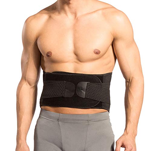 DOACT Faja Lumbar para Hombres Mujeres, Cinturón de Apoyo Lumbar con Fleje de Scero, Reducir el Dolor de Espalda, Apoyo de Espalda y Cintura, Abdomen L(33"-44")