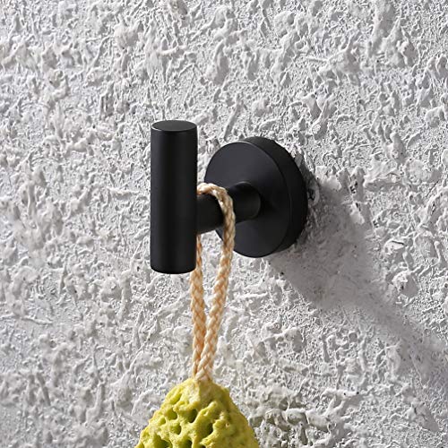 DOITOOL 1 Piezas Gancho para Ropa Negro montado en la Pared Gancho Individual Resistente para Colgar Toalla de Acero Inoxidable Moderno Gancho para Bata para baño Sala de Estar Garaje (Negro)