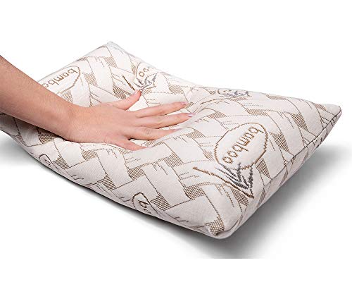 Don Descanso - Almohada de Viaje Viscoelástica Bamboo (42 x 24cm), Ergonómica, Antiácaros y Transpirable. Ideal para Coche y Avión, Alivia la Fatiga, Apoyo de Cabeza y Cuello. Fabricada en España