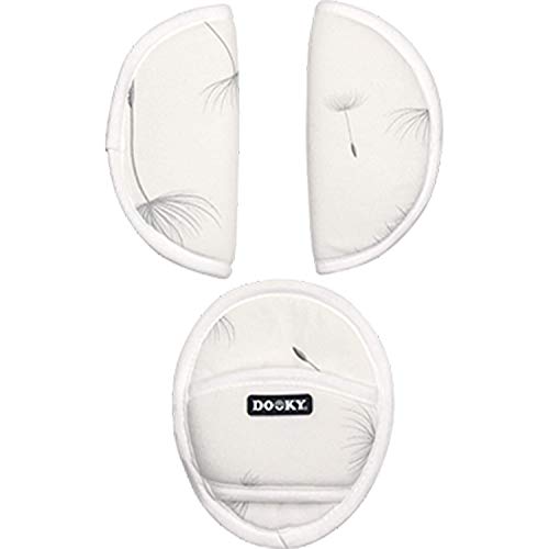 Dooky Universal Pads Dandelion Protectores de cinturón de seguridad para portabebés y silla de coche (para arneses de 3 y 5 puntos, grupo de edad 0+, para la mayoría de las marcas), Blanco, 126730