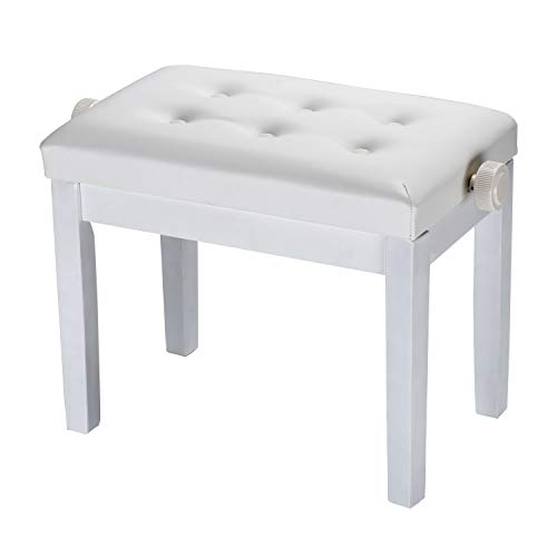 Doubleblack Banqueta para Piano Regulable: Taburete Teclado Musical Banco Silla Tocar Pianoforte Electrico Butaca Altura Regolabile Asiento Tocador Alto Ajustable Musico Bench Madera Sgabello Blanca