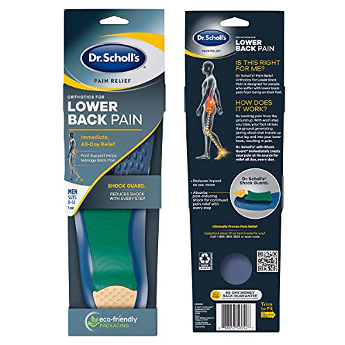 Dr. Scholl 's Dolor Alivio Ortopédica para Dolor de Baja Espalda para Hombre, 1 Par, Talla 8-14 187003 , Hombres, 1 Pair (New), 1