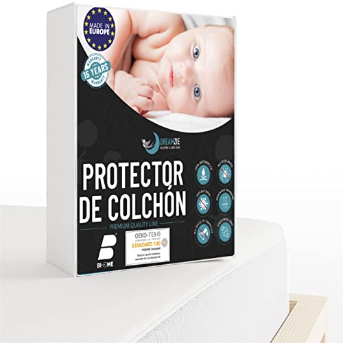 Dreamzie Funda Colchon Cuna 70 x 160 cm Impermeable Protector Colchon Oeko-Tex® Hipoalergénico, Anti-Bacteriano, Anti-Acaros - Made in EU