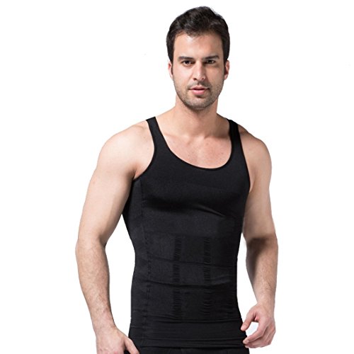 Ducomi Slimshaper - Chaleco para Hombre - Ropa Interior de Efecto Adelgazante Elástico y Formar para el Vientre y la Pérdida de Peso y Grasa - Previene el Dolor de Espalda y Lumbares (Negro, XL)