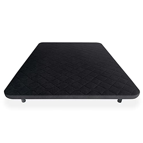 Duérmete Online TAPI2DACOLCHADANEGRA003 - Base Tapizada Reforzada, Anti ruido con 5 Barras de Refuerzo, Apta para cualquier tipo de colchón, 6 Patas metálicas roscadas de 27cm, 135x190, Negro