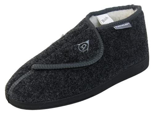 Dunlop - Pantuflas ortopédicas ajustables para hombre, Fieltro carbón, 46 EU