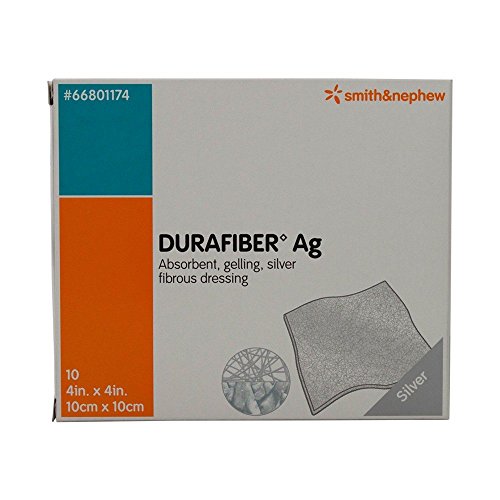 Durafiber Ag, apósitos de plata antimicrobiana, 10 x 4 cm.