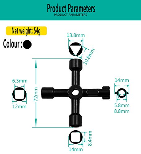 DXIA 3 Piezas Llave de Utilidad Multifuncional 4-Puntas, Universal Triángulo Utilidad Clave, Llave para Armarios Universal Cross Key, Key 4 Vías Abrir Eléctrico Medidor de Gas y Agua Alacena Gabinete