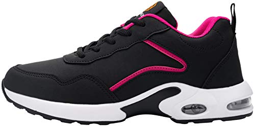 DYKHMILY Zapatillas de Seguridad Mujer Ligero Zapatos de Trabajo con Punta de Acero Comodo Respirable Reflectante Calzado de Seguridad(Negro Rosa,35EU