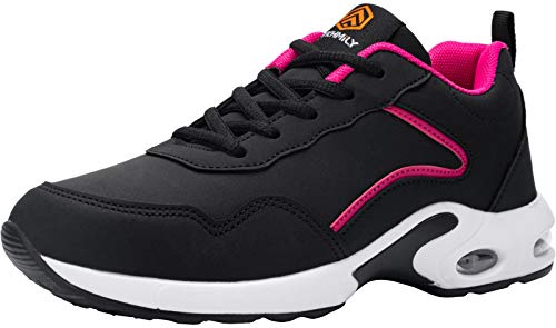 DYKHMILY Zapatillas de Seguridad Mujer Ligero Zapatos de Trabajo con Punta de Acero Comodo Respirable Reflectante Calzado de Seguridad(Negro Rosa,35EU