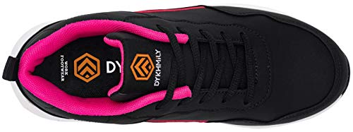 DYKHMILY Zapatillas de Seguridad Mujer Ligero Zapatos de Trabajo con Punta de Acero Comodo Respirable Reflectante Calzado de Seguridad(Negro Rosa,35EU