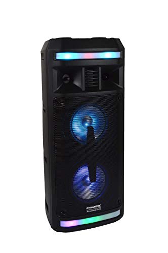 DYNASONIC - DY-65201 Altavoz Bluetooth Inalámbrico Sistema de Audio | Bluetooth, Altavoz Portatil, USB, Luces Multicolor, Radio FM, Micrófono, Color Negro