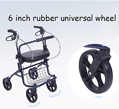 DYR Andador, Estructura para Caminar, Asiento Andador con Ruedas de Aluminio y Cesta de la Compra Andador para Abuelos, Regalos para Pacientes Ancianos, Andador estándar