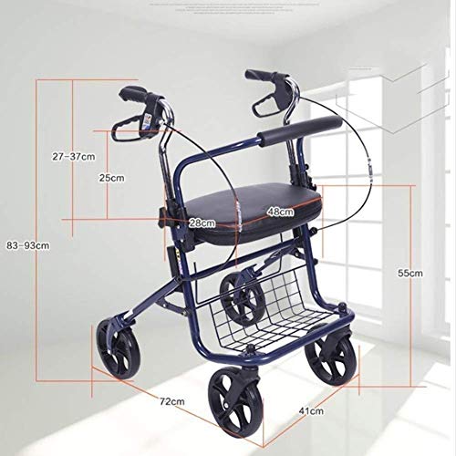 DYR Andador, Estructura para Caminar, Asiento Andador con Ruedas de Aluminio y Cesta de la Compra Andador para Abuelos, Regalos para Pacientes Ancianos, Andador estándar