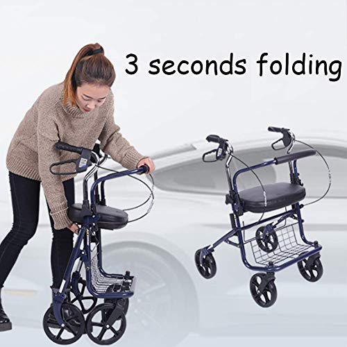 DYR Andador, Estructura para Caminar, Asiento Andador con Ruedas de Aluminio y Cesta de la Compra Andador para Abuelos, Regalos para Pacientes Ancianos, Andador estándar