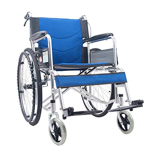 DYR Silla de Ruedas Plegable Liviana, ayudas portátiles para Caminar para Personas Mayores con discapacidades, Silla de Ruedas con Estructura de Refuerzo de Asiento Grueso y Suave