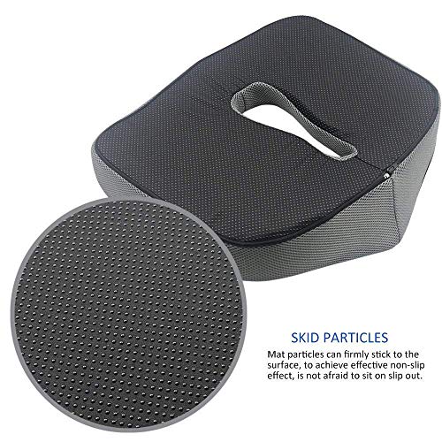 Ecloud Shop® Silla de Oficina Cojín de Espuma viscoelástica Cojín del cojín del Asiento Antideslizante Coxis Soporte para el Dolor de Cadera Tailbone Dolor de Espalda Ciátic