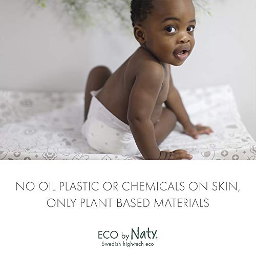 Eco by Naty Pañales, Talla/Tamaño 1, 100 unidades, 2-5 kg, suministro para UN MES, Pañal ecológico Premium hecho a base de fibras vegetales 0% plásticos derivados del petróleo en contacto con la piel