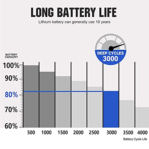 ECO-WORTHY 8Ah 12V Batería de Litio Ciclo Profundo 3000 Veces Recargable fosfato de Litio y Hierro LiFePO4 con BMS para Coche de Niños,Stock de Energía Solar,Alarma Sistema, Aplicación Fuera de la Red