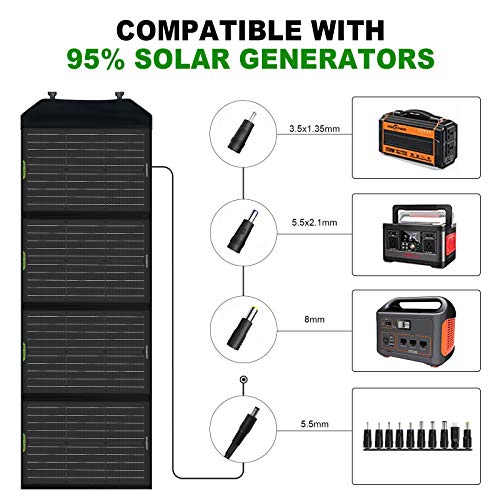 ECO-WORTHY Panel Solar Plegable de 120W para Estación de Energía Portátil y batería de RV, salida de CC para generador solar, con controlador de 20 A para SLA/Batería de litio de ciclo profundo