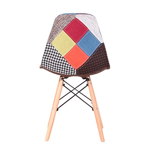 EGOONM Conjunto de 4 Sillas de Comedor de Patchwork Multicolore, Sillas de Sala de Estar de Ocio Sillas con Respaldo de cojín Suave (Rojo)