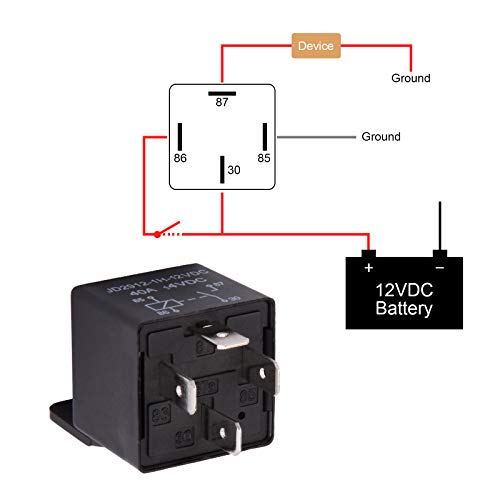 Ehdis 2 Piezas Coches Relé 4 Pin 12v 40A Spst Modelo No .: JD2912-1H-40A 12VDC 14VDC de los detectores magnéticos y Entrantes, Paquete de 2