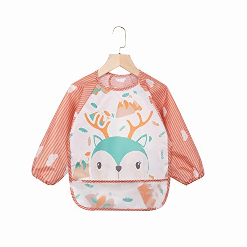 ElecMotive 3 pcs Babero con Mangas Impermeable Babero de Manga larga Niños Niñas 6-36 Meses