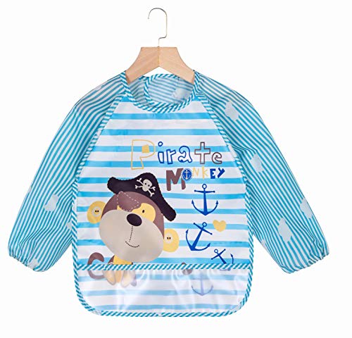 ElecMotive 3pcs Babero con Mangas Impermeable Babero de Manga larga Niños Niñas 8-36 Meses