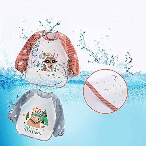 ElecMotive 3pcs Babero Impermeable Infantil para Pintar con Mangas Largas de Bebé Niños Niñas 6-36 Meses