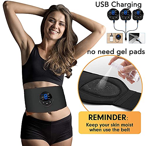 Electroestimulador Muscular Abdominales, Estimulador Eléctrico Cinturón con USB, Estimulación Muscular Estimulador Eléctrico Cinturón Abdomen/Brazo/Piernas/Glúteos, EMS Estimulación ABS Trainer para