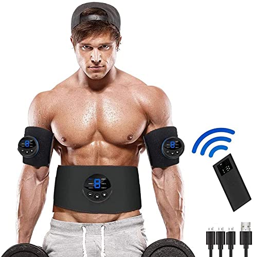 Electroestimulador Muscular Abdominales, Estimulador Eléctrico Cinturón con USB, Estimulación Muscular Estimulador Eléctrico Cinturón Abdomen/Brazo/Piernas/Glúteos, EMS Estimulación ABS Trainer para