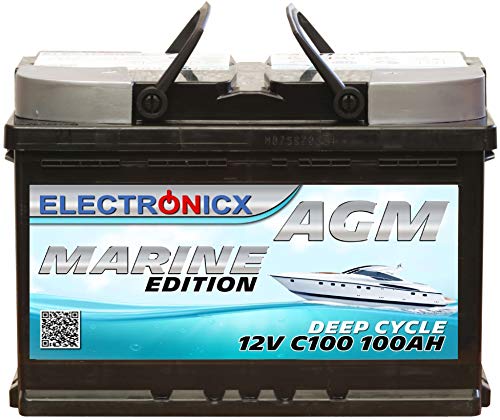 Electronicx Bateria solar AGM 12v 100ah MARINE EDITION Barcos Barca Caravana Autocaravana Bateria solar