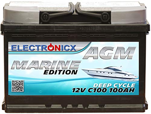 Electronicx Bateria solar AGM 12v 100ah MARINE EDITION Barcos Barca Caravana Autocaravana Bateria solar