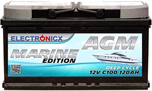 Electronicx Bateria solar AGM 12v 120ah MARINE EDITION Barcos Barcas Caravanas Autocaravanas Camper Camping Furgos Bateria solar de Ciclo Profundo