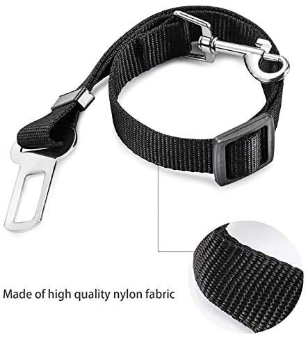 elloLife 2 Cinturón de Seguridad de Coche para Perros, Arnés del Cinturón de Nylon Ajustable Universal para trasportar Mascotas 2pcs/Pack Más Duradero【Versión Mejorada】