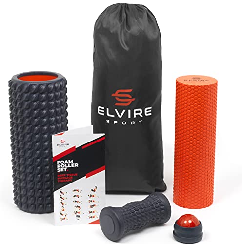 ELVIRE Sport Rodillo de Masaje Muscular | Rodillo de Espuma Suave, Bola de Masaje, Rodillo de Pies | Alivia el Dolor de Espalda, Piernas y Fascitis Plantar | Yoga, Pilates