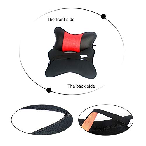 Em Home Kit de 2 Almohadas para Reposacabezas Asiento del Coche 24x17x8cm Negro (6019117)