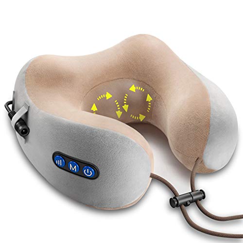 Ergocar Almohada de Masaje Masajeador de Cuello Masajeador Cervical Alivio del Dolor Muscular Almohada de Masaje en Forma de U para El Hogar y la Oficina (Marrón)