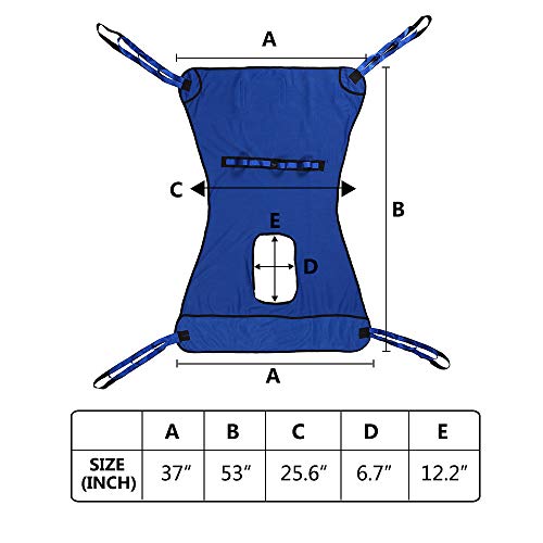 Eslinga higiénica Elevador de pacientes Equipo de elevación médica Bariátrica Discapacidad de elevación Cómoda Eslinga Cinturón de transferencia médica (Azul)