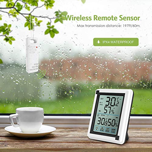 Estación Meteorológica Interior y Exterior con Sensor Inalámbrico al Aire Libre con Sensor Remoto para Hogar Ambiente Medición de Humedad y Temperatura