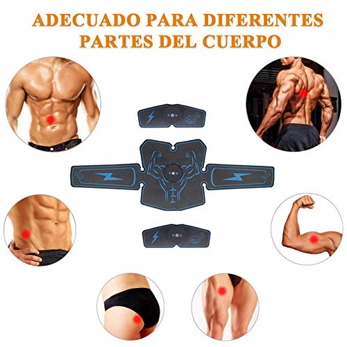 Estimulador de Músculo Abdominal Eléctrico Recargable USB Entrenador ABS Fitness Masaje Corporal EMS Electroestimulador Tonificador Ejercicio