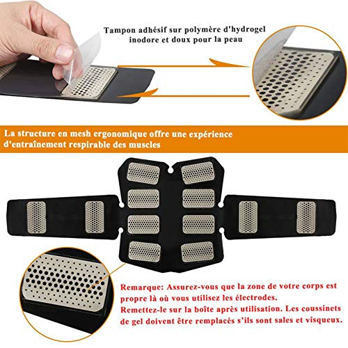 Estimulador de Músculo Abdominal Eléctrico Recargable USB Entrenador ABS Fitness Masaje Corporal EMS Electroestimulador Tonificador Ejercicio