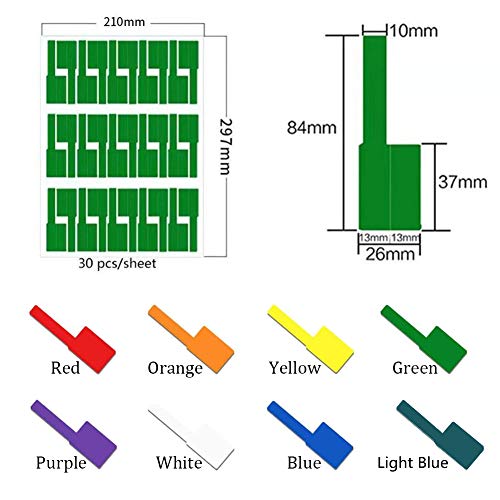 Etiquetas Cables,720 Piezas Identificador de Cables, Etiqueta del Cable Adhesivas Pegatinas Autoadhesivo Impermeable,Resistente al Desgarro(24 hojas 8 Colores Variados)